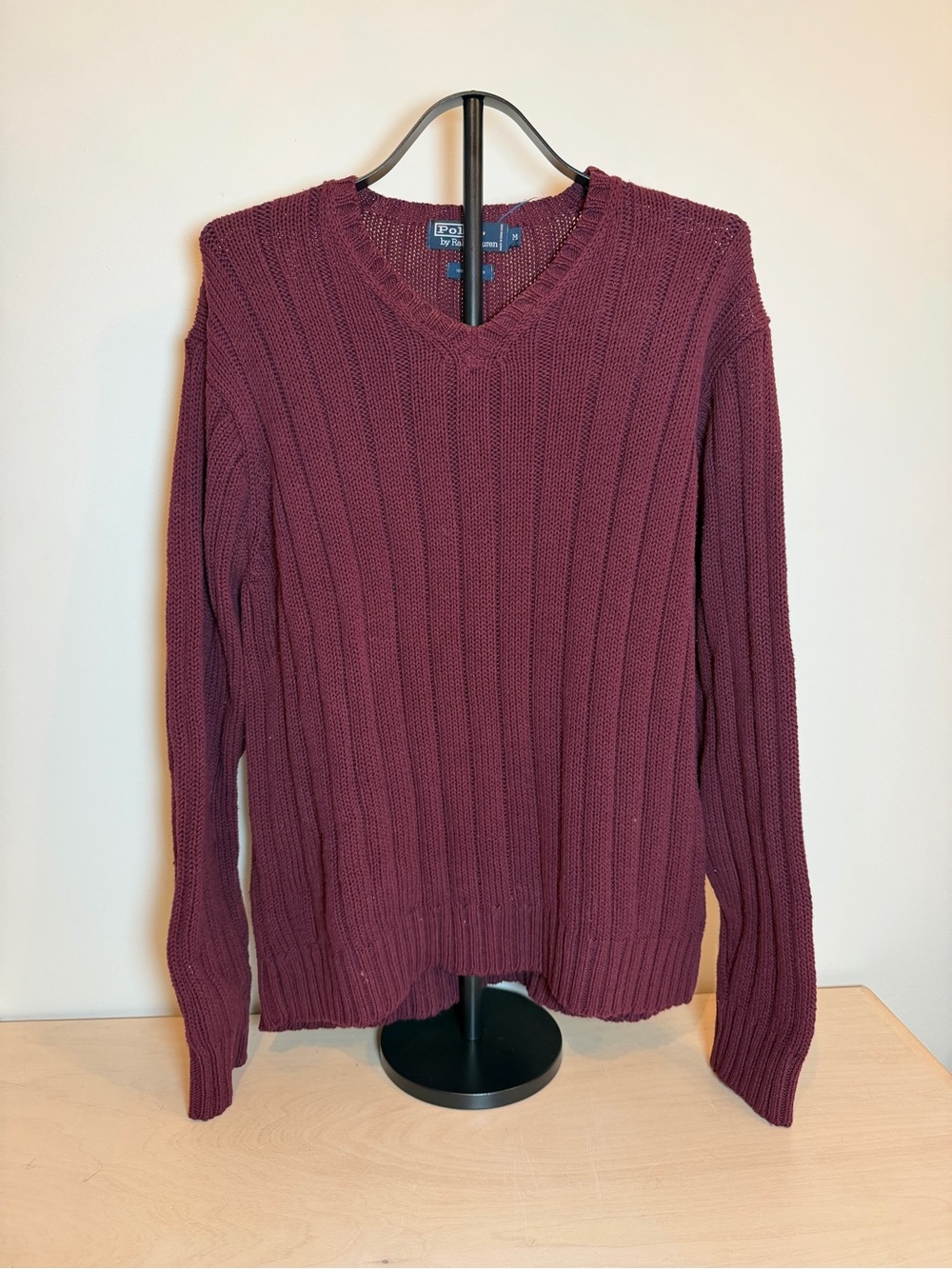 Polo Ralph Lauren Men's V-Neck Ribbed Sweater - Burgundy